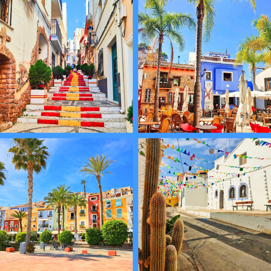 Villages emblématiques de la Costa Blanca autour de Polop Collage de villages de la Costa Blanca autour de Polop, avec Altea, Villajoyosa, Calp et Guadalest