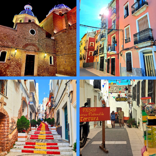 Collage de villages de la Costa Blanca autour de Polop, avec Altea, Villajoyosa, Calp et Guadalest